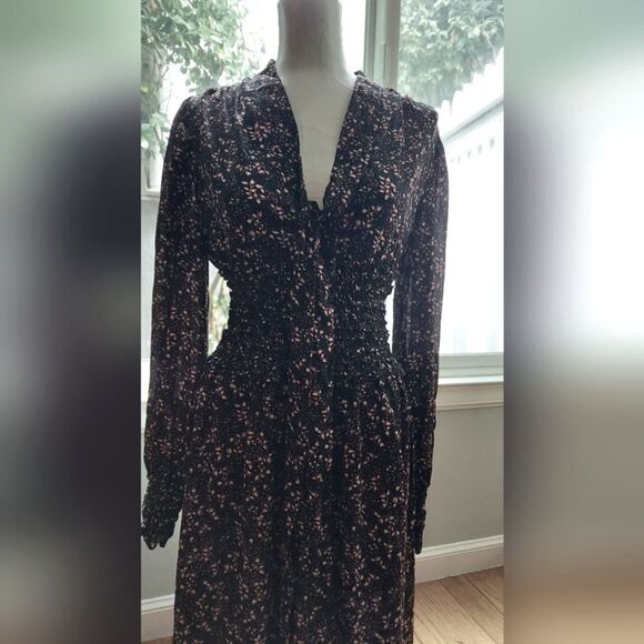 Max Studio Midi Dress Floral Print Smocked Waist Size S - Picture 1 of 7